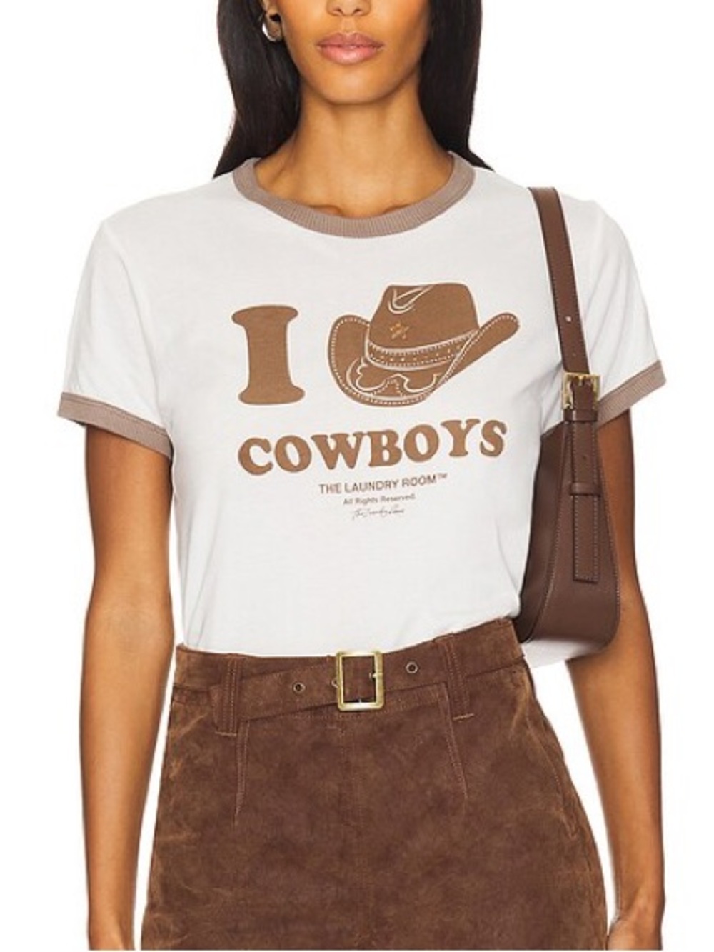 NWT- THE LAUNDRY ROOM x Revolve I Love Cowboys Graphic Ringer Tee